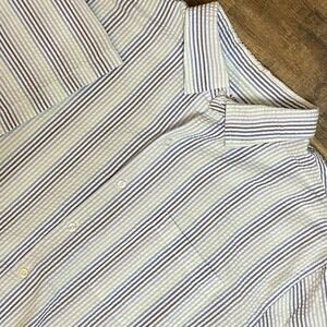Harbor Bay Shirt Mens‎ 3XL White Seersucker Cool & Dry Short Sleeve Button Front
